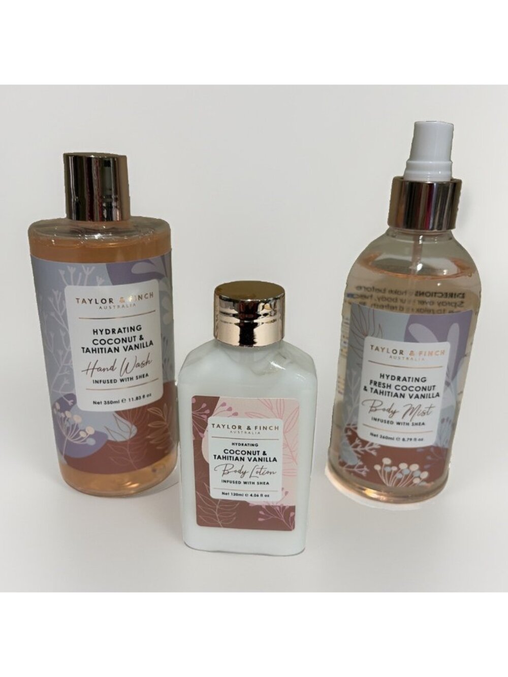Taylor & Finch Australia Coconut Tahitian Vanilla Hand Wash, Lotion & Body Mist